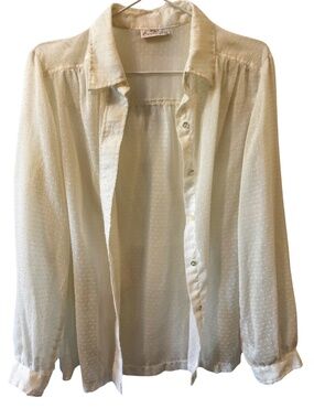 Vintage Sheer White Collared Blouse -Austin Hill
